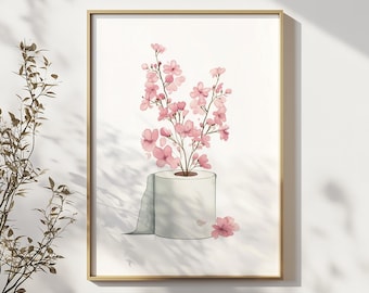 Funny Toilet Paper Roll Watercolor Print: Bathroom Wall Art (Digital Download)
