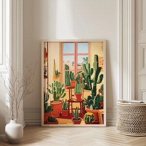 Vintage Mexikanische Kaktus Poster, Bunte mexikanische Kunstdrucke, Traditionelle Mexikanische Kunstwerk, Blumen Vintage Poster, Latein Dekor, Kulturelles Geschenk