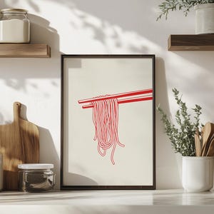 Ramen Print Noodles Illustration, Printable Kitchen Poster, Japanese Food Ramen Poster, Printable Ramen, Modern Kitchen Art, Food Wall Art