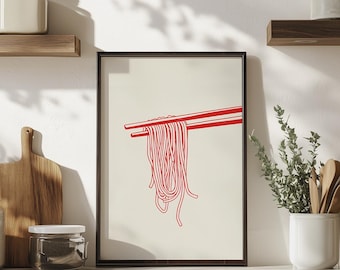 Ilustración de fideos ramen: Arte culinario moderno (descarga digital)
