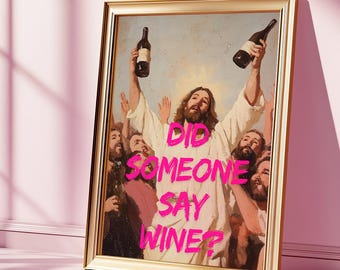Rolig Jesus-vinposter: Humoristisk kökskonst (digital nedladdning)