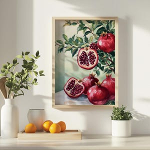 Pomegranate Painting Art Print, Red Colored Fruit Art Print, Vintage Grenadine Art Print, Fruit Painting Print, Vintage Pomegranate Art