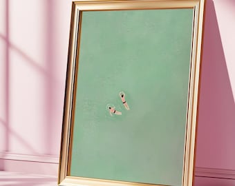 Green Swimming Pool Art Print: Minimalist Summer Poster (Digital Download)