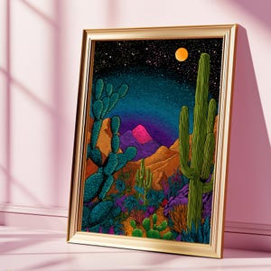 Mexikanische Kaktus Illustration: Vintage Wüsten Kakteen, Boho Wohndeko (Digitaler Download)