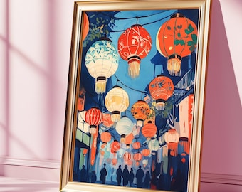 Chinese Lantern Festival Print: Asian Lunar New Year Wall Art (Digital Download)