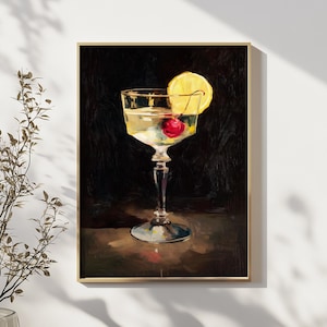 Cherry Cocktail Art Print: Retro Bar Cart Decor (Digital Download