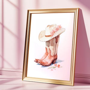 Cowgirl Boots Printable Art, Western Nursery Wall Art Print, Coastal CowGirl Aesthetic, Dorm Decor For College Girls Wall Art