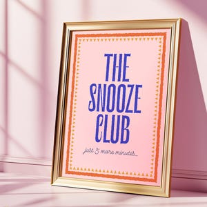 The Snooze Club Art Print: Trendy Bedroom Wall Decor (Digital Download)