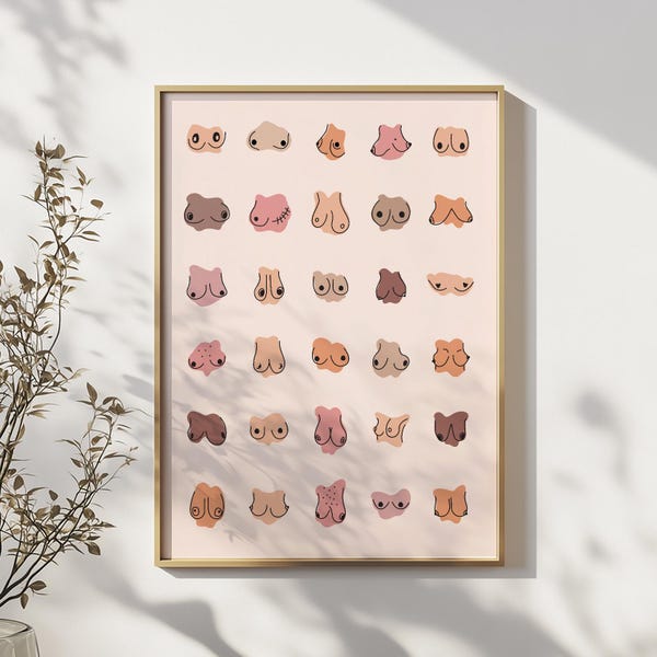 Body Positive Boob Print , Self Love Printable, Feminist Wall Art(Digital Download)
