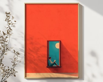 Bold Minimalist Reading Nook Art Print (Digital Download)
