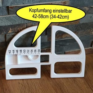 verstellbare Mützenschablone / Stirnbandschablone - Kopfumfang 42-58 und 34-42 cm - Erwachsene - Kinder und Babys - 3D gedruckt