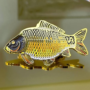 Carp fish pin - Unique fishing gift for carp angler. Fish enamel lapel pin. Presents for dad