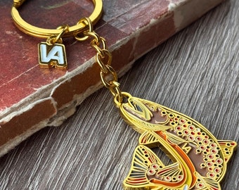 Brown Trout Keychain: Golden Fly Fishing Gift