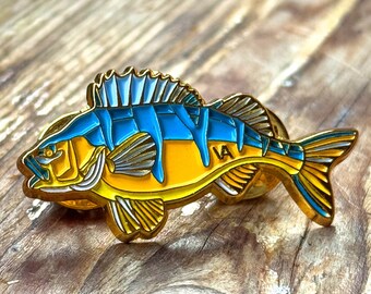 Yellow Perch Metal Pin – Fisherman Gift, Enamel Fishing Badge, Angler Lapel Pin