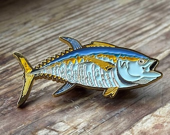 Bluefin Tuna Fish Enamel Pin: Golden Saltwater Angler Gift