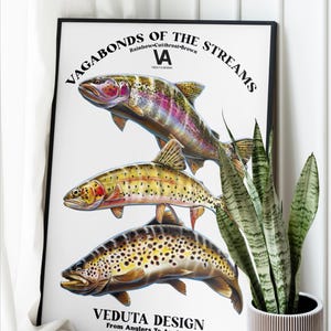 Trout Species Art Print: Fly Fishing Gift for Anglers