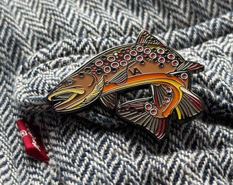 thumbnail image 2 of Rainbow Trout Fish Lapel Pin - 0.75 Inch Metal Tie Tack Pin With Secure Backing 2 of 12