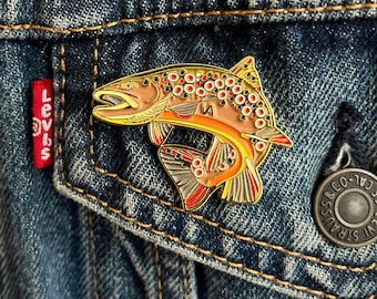 Brown Trout Enamel Pin: Fly Fishing Gift