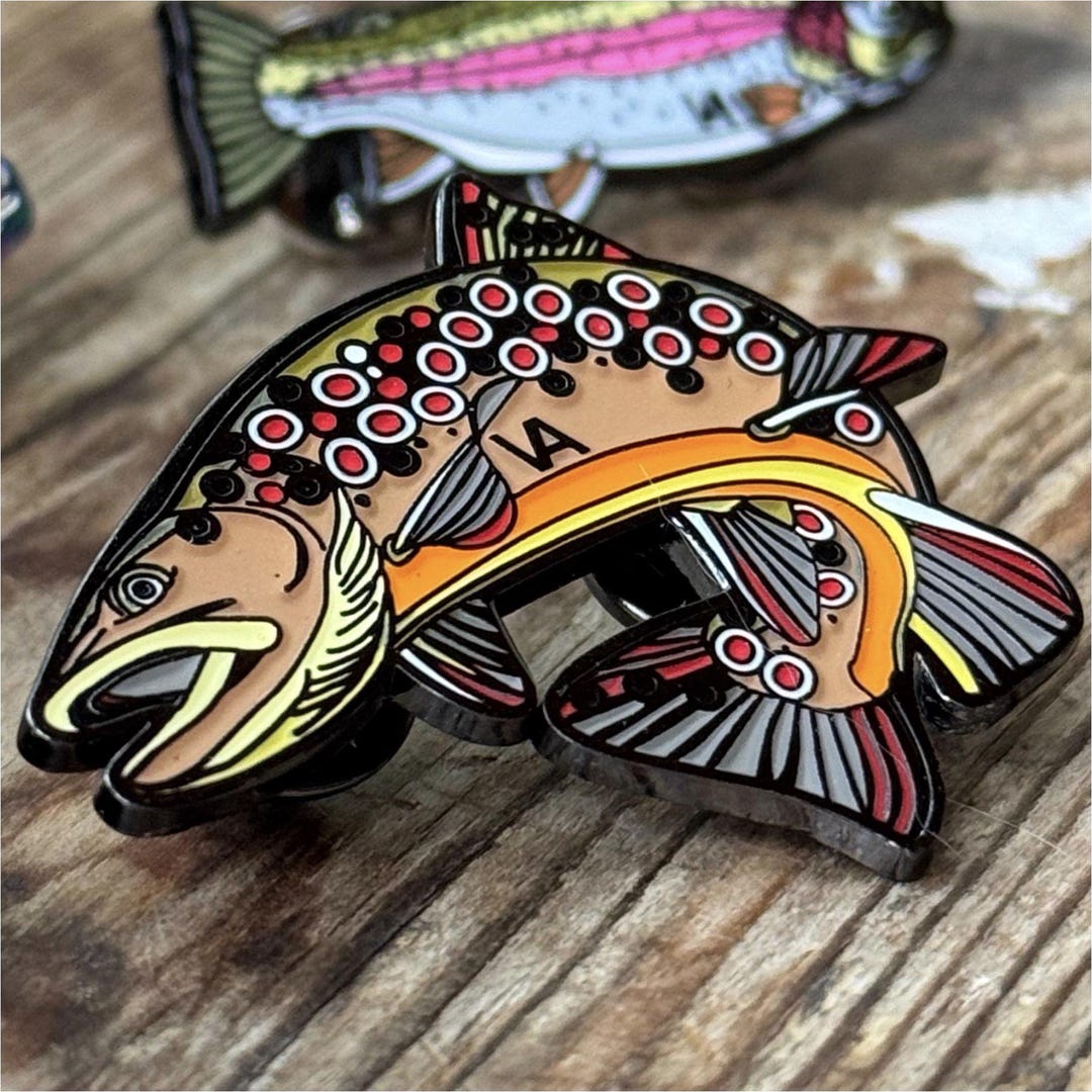 thumbnail image 2 of Rainbow Trout Fish Lapel Pin - 0.75 Inch Metal Tie Tack Pin With Secure Backing 2 of 12