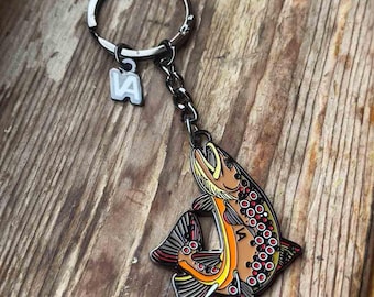 Brown Trout Keychain: Hard Enamel Fishing Gift