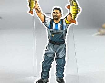 Football-Inspired Fishing Sticker – Hand-Drawn 4" Vinyl Decal for Anglers