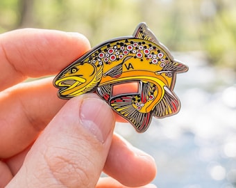 Brown Trout Enamel Pin, Fly Fishing Gift