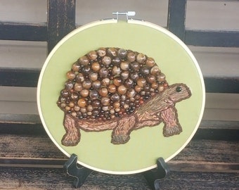 Trudy the Tortoise, Handmade bead embroidery! Made with High Quality Beads! One of a kind!! Unique Gift!!