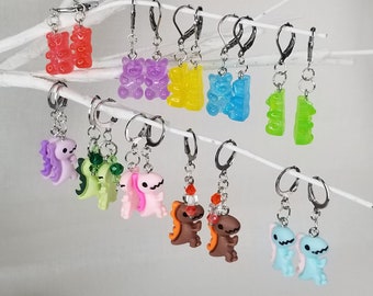 Dinosaur & Gummy Bear earrings! You pick the pair you want!