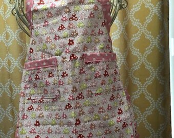 Apron for Children with Mushroom print, Cottage Core Kids