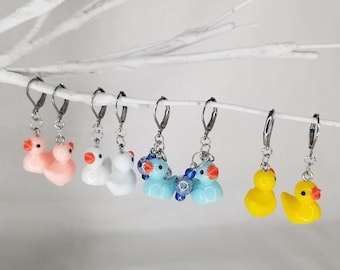 Rubber Duck Earrings! Pick your Color! Yellow, White, Pink and blue!