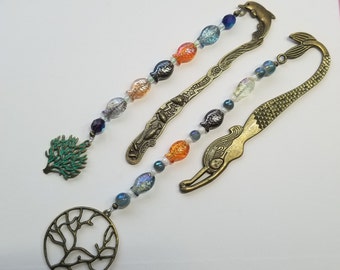 Beaded Bookmark! Pick 1, Mermaid or dolphin! Beautiful Gift, Cottage Core