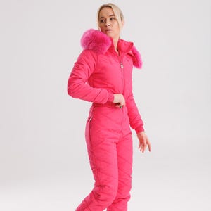 Hot Pink Women’s Ski Suit Snowsuit, Sexy Winter Jumpsuit XS–4XL, Custom Size Ski Clothes, Snowboarding Suit, Warm Ski Outfit Gift for Her