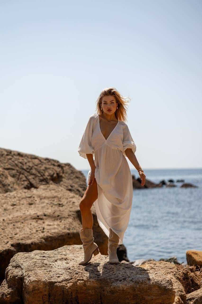 Olive Green Muslin Maxi Dress, Boho Summer Dress, Loose Fit V-Neck Dress, Lightweight Kaftan, Flowy Resort Wear, Elegant Casual Outfit