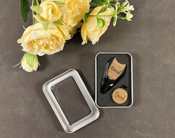 Juego de herramientas de golf personalizadas para padrinos de boda: marcador de bola grabado con incrustaciones de madera