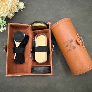 Personalisiertes Leder Schuhpflege Set: 6-teiliges Geschenkset