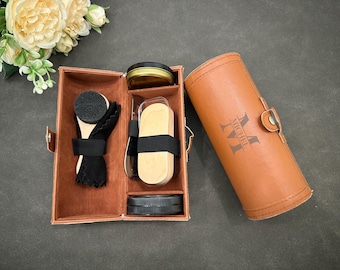Personalisiertes Leder Schuhpflege Set: 6-teiliges Geschenkset