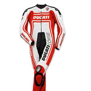 New Ducati Corse C6 Motorcycle Leather Racing Suit CE Approved Protectors Genuine  Cowhide Leather