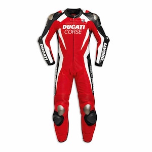 Ducati Corse Leather Motorcycle Racing Suit: CE Approved with Gloves