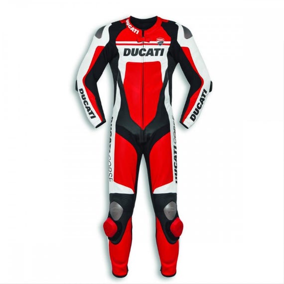 New Ducati Corse C6 Motorcycle Leather Racing Suit CE Approved Protectors Genuine  Cowhide Leather
