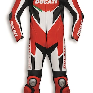 New Ducati Corse C6 Motorcycle Leather Racing Suit CE Approved Protectors Genuine  Cowhide Leather