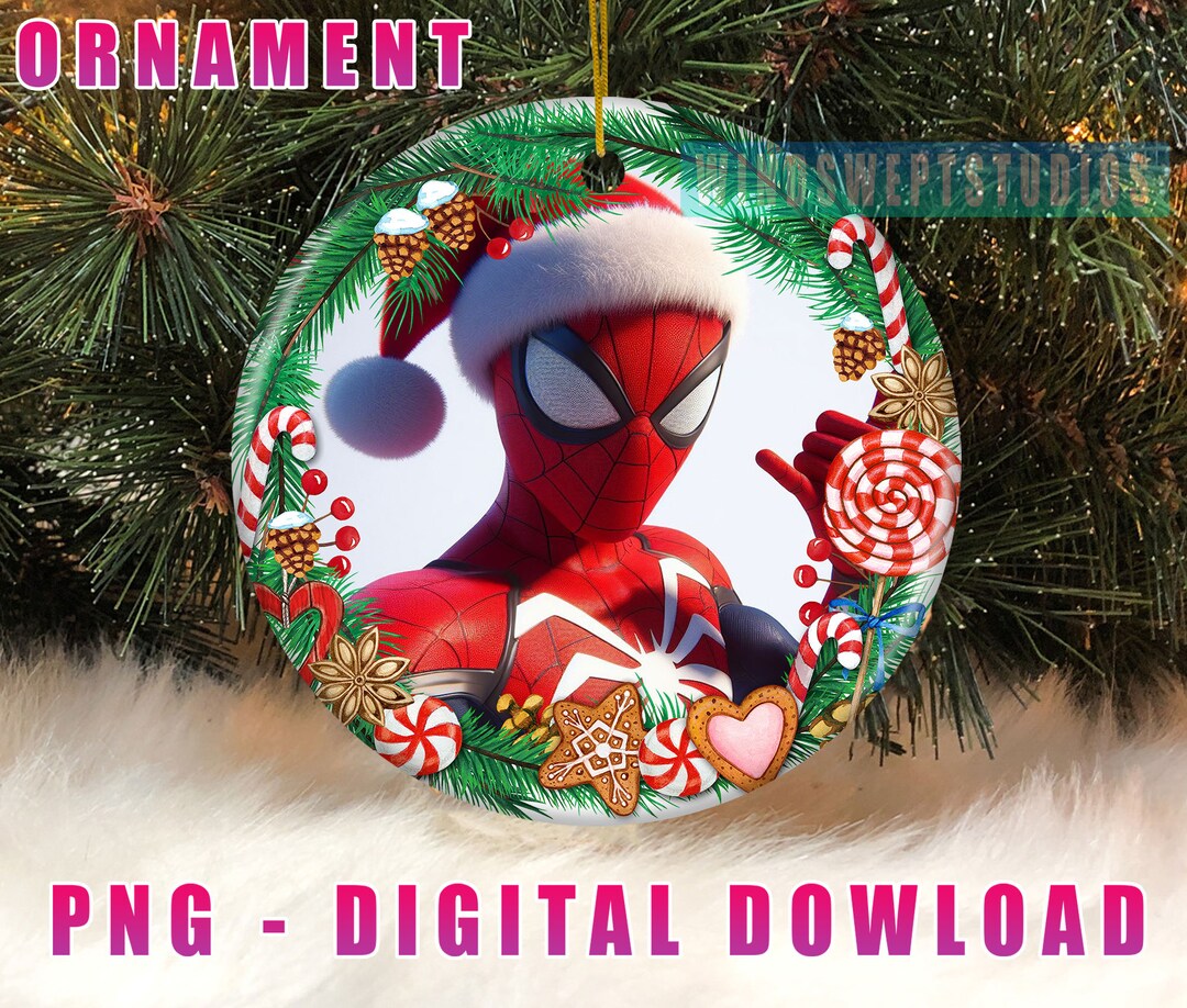 3D Super Hero Christmas Ornament PNG, Christmas Round Designs PNG Printable, Christmas Movies ...