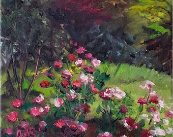 Floral Plein Air Painting  - 9x12in Landscape Oil Painting