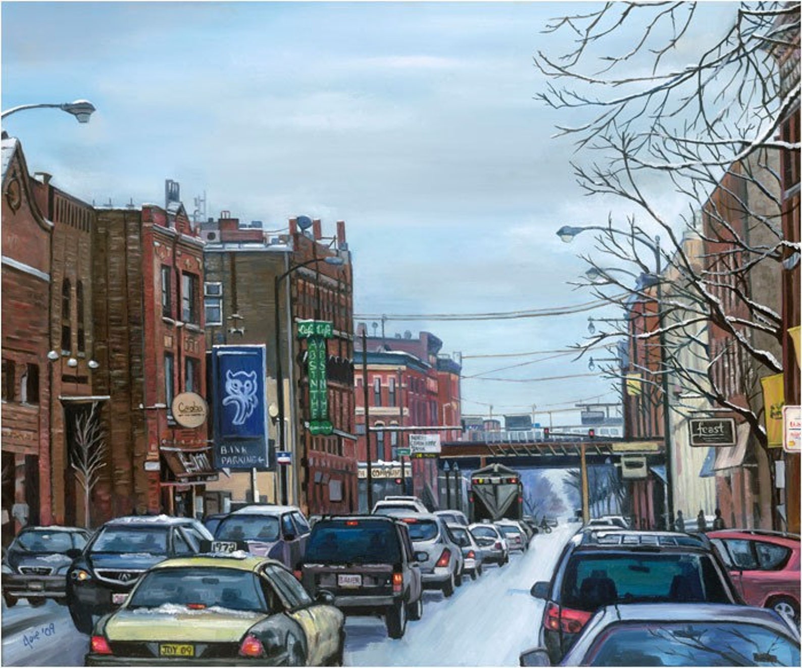 Bucktown Chicago Cityscape 24x20in Giclee Print Etsy