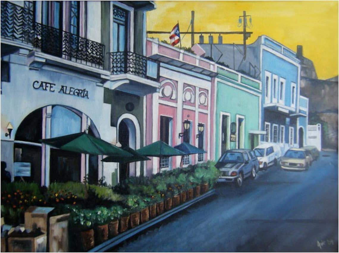 Old San Juan, Puerto Rico 24x18in Original Oil Painting on Sale Etsy