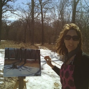 Last Snow Original Landscape Oil Painting 18x14in Plein Air Painting by Chicago Plein Air Artist image 2