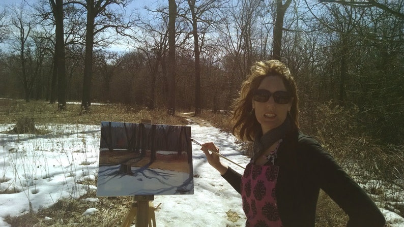 Last Snow Original Landscape Oil Painting 18x14in Plein Air Painting by Chicago Plein Air Artist image 2