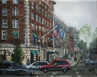 Boston Cityscape Original Oil Painting - 10x8in