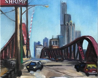 Plein Air Painting of South Loop, Chicago - 9x12in Original Oil Landscape Painting