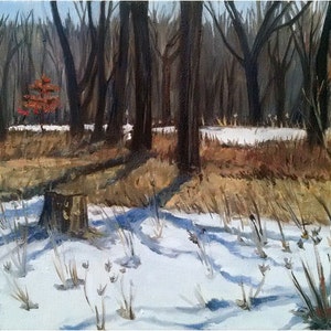 Last Snow Original Landscape Oil Painting 18x14in Plein Air Painting by Chicago Plein Air Artist image 1