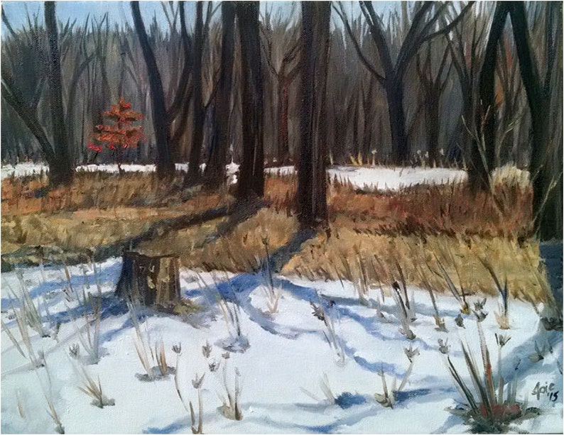 Last Snow Original Landscape Oil Painting 18x14in Plein Air Painting by Chicago Plein Air Artist Bild 1